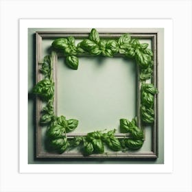 Frame With Basil Leaves 1 Art Print