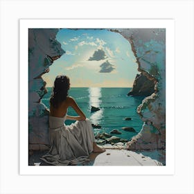 Woman Looking Out Of A Window 1 Art Print