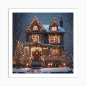 Christmas House In The Snow 8 Art Print