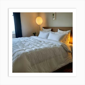 A Photo Of A Bed With A Large (4) Art Print