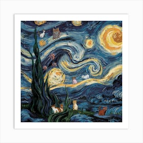 A Stunning Illustration Of Van Gogh S Iconic Starr J3v0k9p7qpyxxt7rn H79w Ailv2r1as Omjaguvu7qvq Art Print