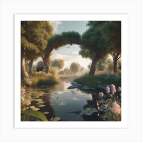 Pond In A Forest Art Print