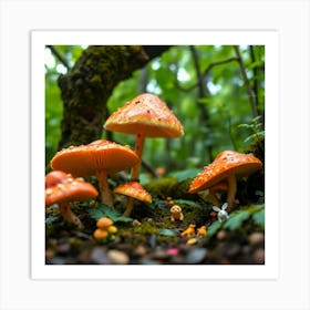 Mushrooms In The Forest 9 Art Print