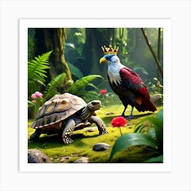 King Of The Birds In The Party Approaching Tortoise Looking Stern And Disapproving (4) Art Print