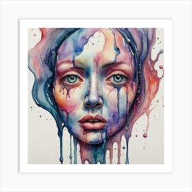 Watercolor Of A Woman'S Face 1 Art Print