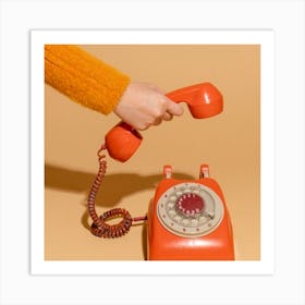 Woman Holding A Telephone Art Print