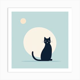 Black Cat In The Moonlight 1 Art Print