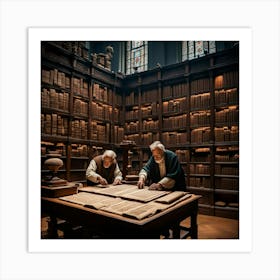 Two Men In A Library Art Print