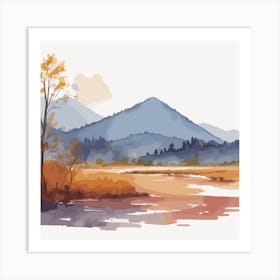 Watercolor Landscape Painting 3 Art Print