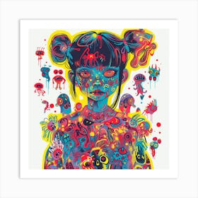 Girl With Monsters Art Print