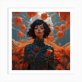 Girl With Balloons Art Print