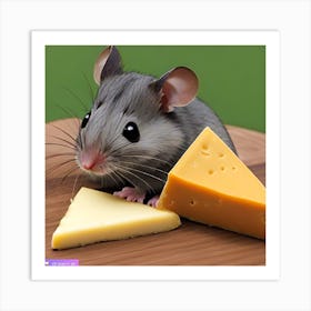 Surrealism Art Print | Mouse Chooses Light Colored Cheese Wedge Art Print