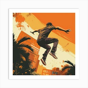 Skateboarding In The City Art Print