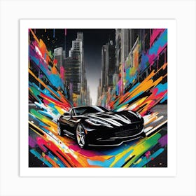 Corvette Racing In The City Art Print