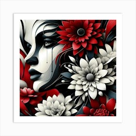 Woman With Flowers 1 Art Print