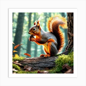 Squirrel In The Forest 350 Art Print