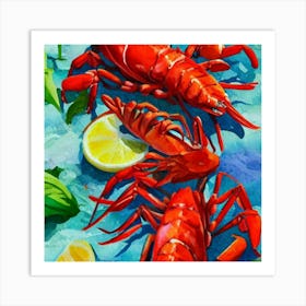 Delicious Fresh Lobsters Adeline Yeo Art Print