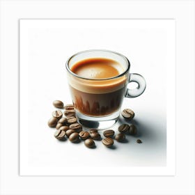 Coffee Cup With Coffee Beans Art Print