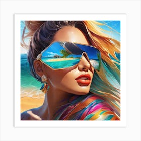 Beautiful Woman In Sunglasses Art Print