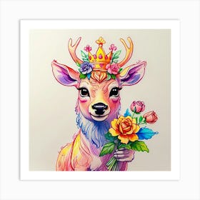 Deer With Crown 1 Art Print