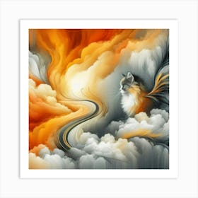 Cat In The Clouds Art Print