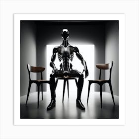 Skeleton Sitting On Chair 6 Art Print