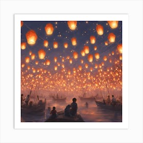 Lanterns In The Sky Art Print