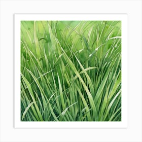 Watercolor Grass Background Art Print