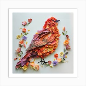 Bird Made Of Flowers Art Print