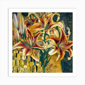 Lilies By Gustav Klimt 1 Art Print