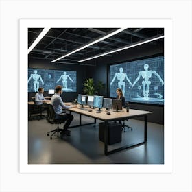 Group Of People Working In An Office Art Print