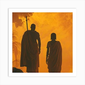 Silhouette Of A Couple Art Print