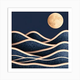 Moon And Waves 21 Art Print