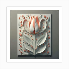 Decorated paper and tulip flower 6 Art Print