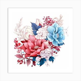Flowers On A White Background Art Print