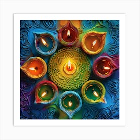 Diwali Themed Banner Texture Featuring Rangoli P 17 Art Print