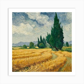 A Wheatfield With Cypresses, Vincent Van Gogh (1) 1 Art Print