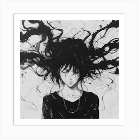 Anime Girl With Long Hair Art Print