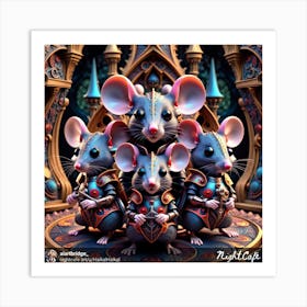 Three Mice In A Castle Art Print