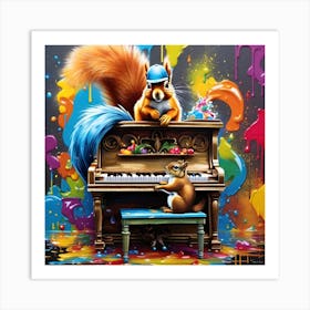 Squirrel On The Piano Art Print