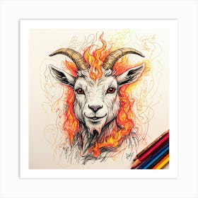 Goat On Fire 40 Art Print