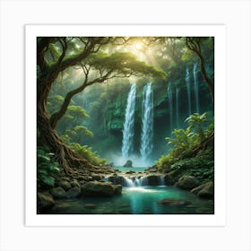 Waterfall In The Forest 16 Art Print