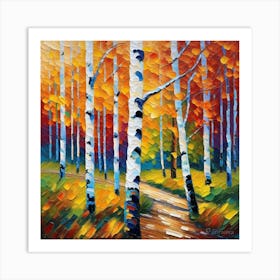 Birch Trees In Autumn 11 Art Print