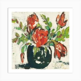 Red Roses In A Vase Art Print