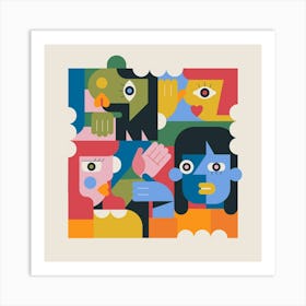 People In A Square Art Print