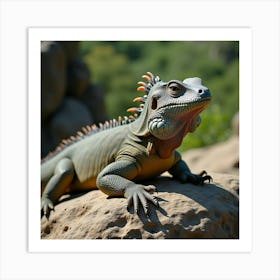 A Majestic Komodo Dragon Sunning Itself On A Rock 1 Art Print