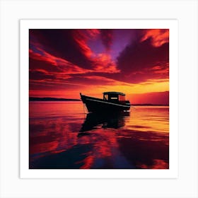 Sunset Boat 8 Art Print