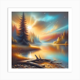 Sunset By The Lake 26 Art Print