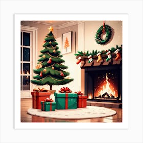 Christmas Tree In The Living Room 57 Art Print