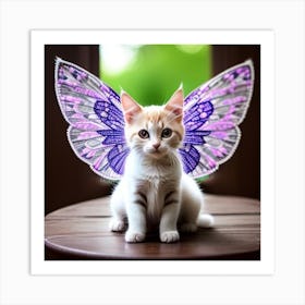 Cute Kitten With Wings Art Print